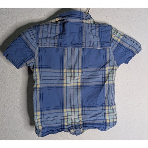 Oshkosh Bgosh Boys Size 4T Shirt Blue Checkered Button Up Short Sleeve (467) - Picture 2 of 2